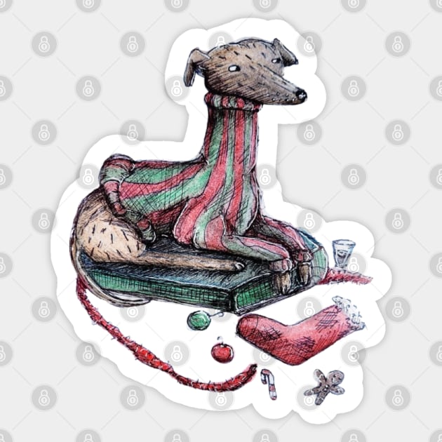 Greyhound's Festive Comfort: Heck the Halls Sticker by Animal Surrealism